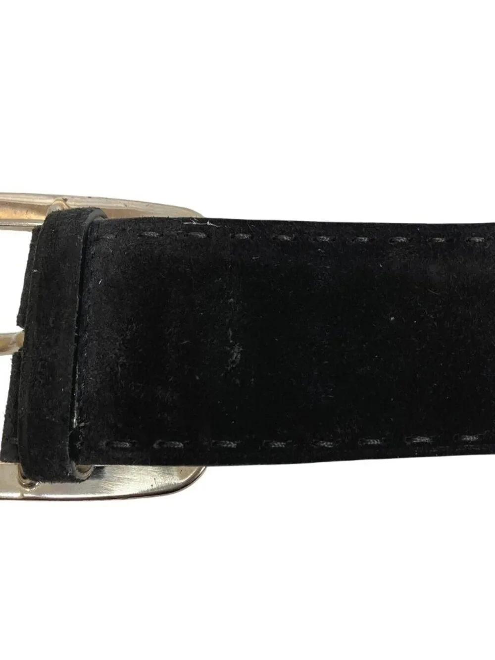 Prada Wide Belt Buckle Suede Leather Waist 85/34 Black